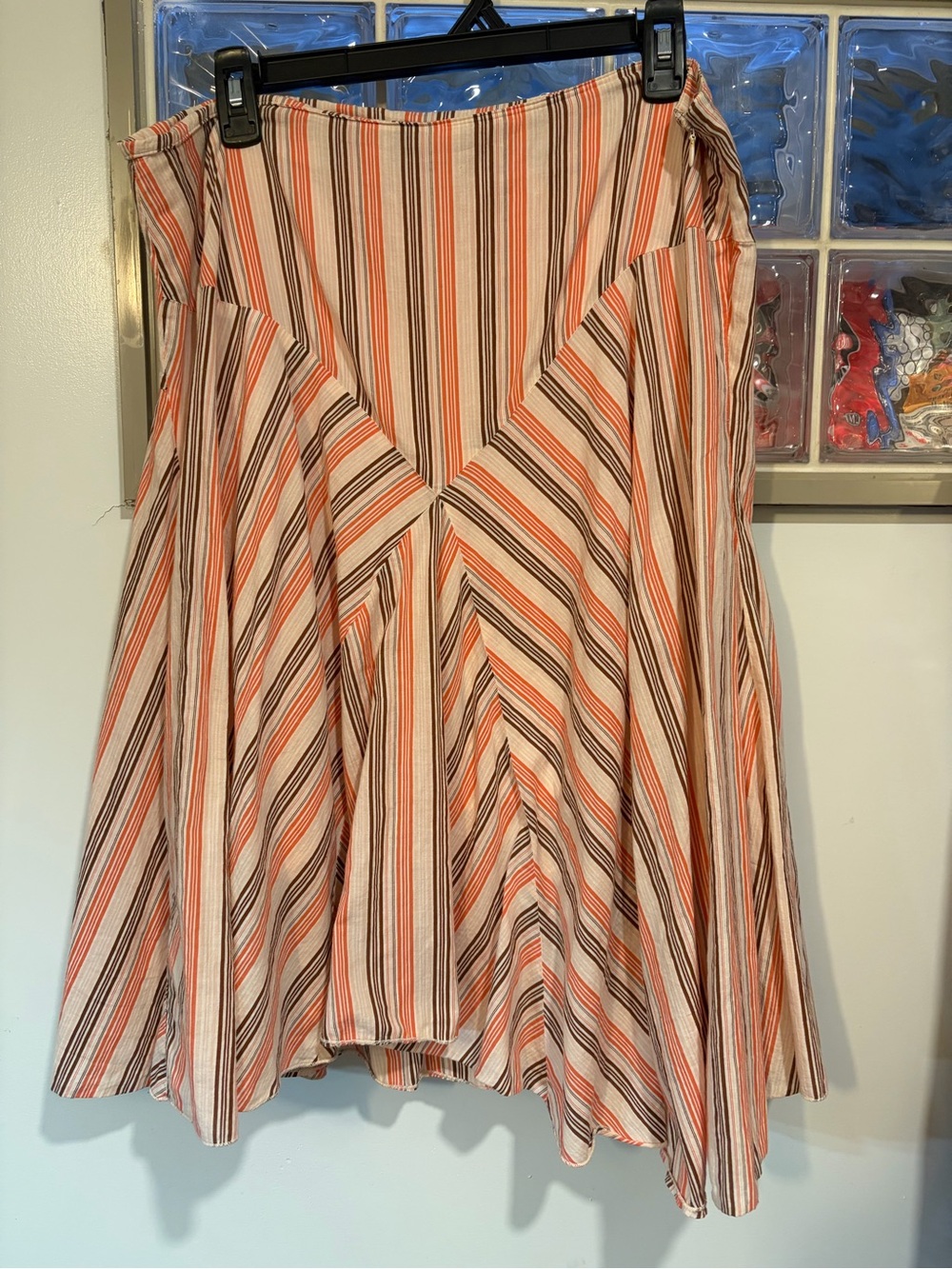 American Eagle Outfitters Striped Midi Dress in Cream, Orange, and Brown
